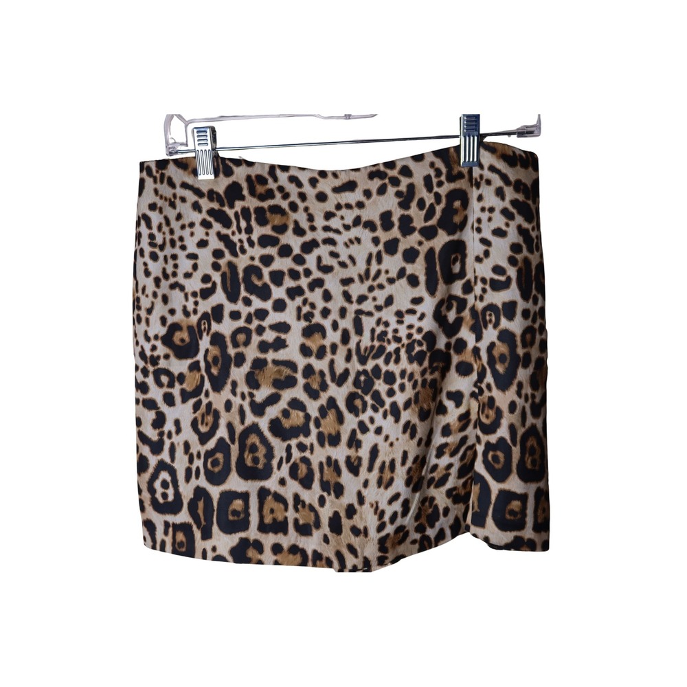 Zara Women's Large Leopard Print Wrap Skort Animal Print Mini Skirt Shorts L